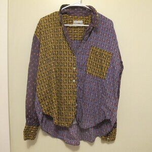Urban Outfitters Color Block Paisley Top - Button Down Long Sleeve